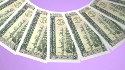 Engrossing Looping Design 100 Kip Curency of  Laos Stock Footage 306203082