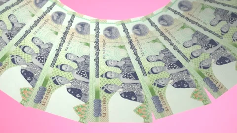 Engrossing Looping Design 1000 Kip Curency of  Laos Stock Footage 306203453