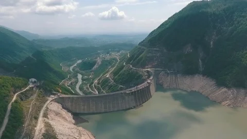 Enguri dam, hydro power plant Stock Footage
