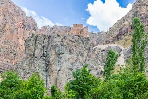 Enguzek kapi castle in high mountain in Uzundere, Erzurum, Turkey Stock Photos