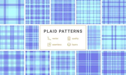 Enhance your work with this serene blue and purple plaid pattern. This classi Stock Illustration