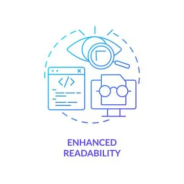 Enhanced code readability blue gradient concept icon Illustration