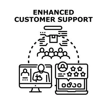 Enhanced customer support providing efficient online service experience Stock Illustration