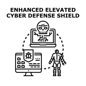 Enhanced cyber defense shield protecting digital systems 스톡 일러스트