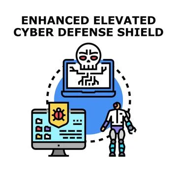 Enhanced cyber defense shield protecting digital systems 스톡 일러스트