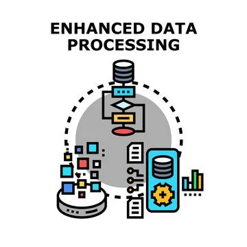 Enhanced data processing system analyzing database information Stock Illustration