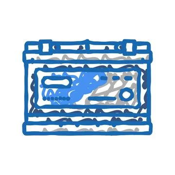 Enhanced flooded battery efb icon doodle illustration Stock Illustration