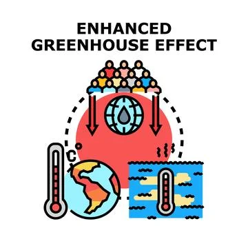 Enhanced greenhouse effect causing global warming and climate change Stock Illustration