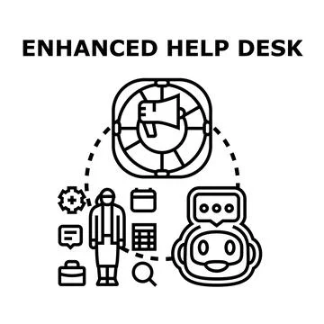 Enhanced help desk providing artificial intelligence and human support Illustrazione stock
