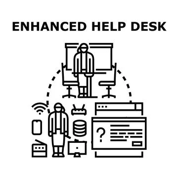 Enhanced help desk providing comprehensive technical support system Illustrazione stock