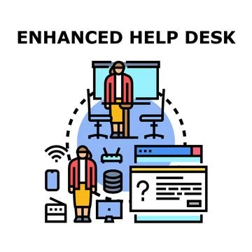 Enhanced help desk providing comprehensive technical support system Stock Illustration
