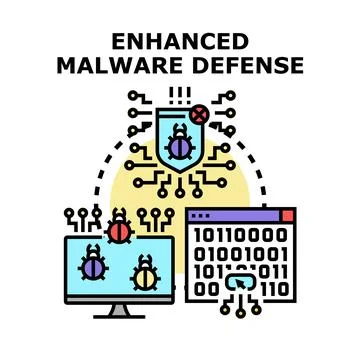 Enhanced malware defense protecting digital data from virus Illustrazione stock