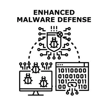 Enhanced malware defense protecting digital data from virus 库存插图