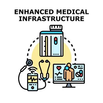 Enhanced medical infrastructure improving digital healthcare system Stock Illustration