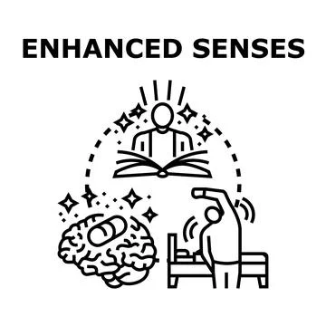 Enhanced senses improving knowledge, cognitive abilities, and well being Illustrazione stock
