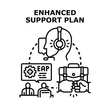 Enhanced support plan offering assistance and service Illustrazione stock