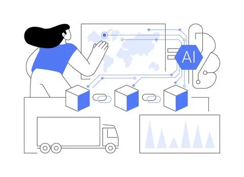 Enhanced Transparency with AI-Backed Blockchain abstract concept vector イラスト素材