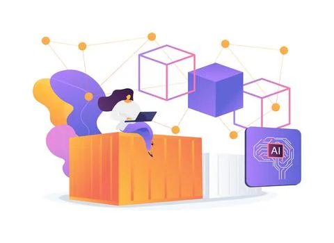 Enhanced Transparency with AI-Backed Blockchain abstract concept vector イラスト素材