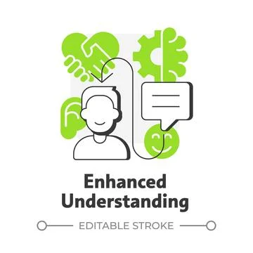 Enhanced understanding flat outline concept icon Illustrazione stock