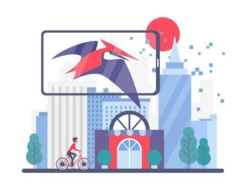 Enhanced version of real physical world with augmented reality Illustration