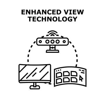 Enhanced view technology concept with interactive interface Stock Illustration