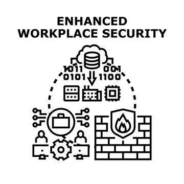 Enhanced workplace security system protecting data and information Stock Illustration