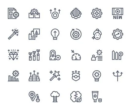 Enhancement Digital Vector Pack containing 28 Pixel Aligned Bold Line Retin.. Stock Illustration