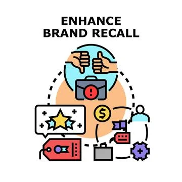 Enhancing brand recall concept creating strong customer perception Stock Illustration