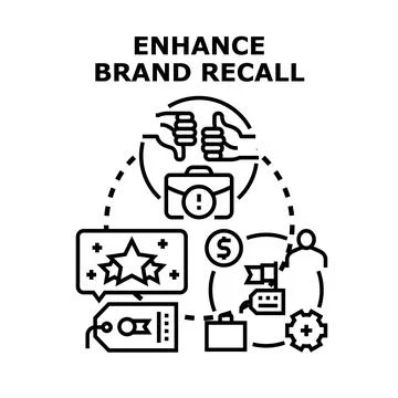 Enhancing brand recall concept creating strong customer perception Stock Illustration