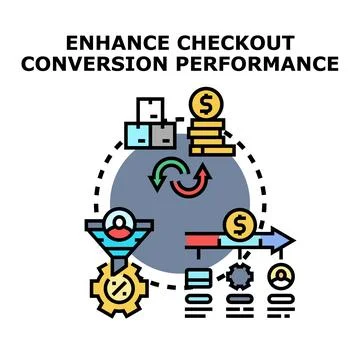 Enhancing checkout conversion performance business concept Stock Illustration