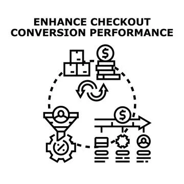 Enhancing checkout conversion performance business concept Stock Illustration
