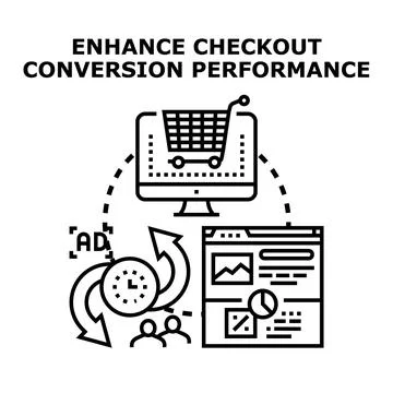 Enhancing checkout conversion performance in e commerce strategy Stock Illustration