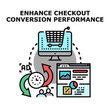 Enhancing checkout conversion performance in e commerce strategy Stock Illustration