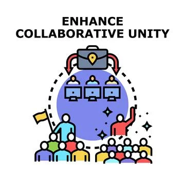 Enhancing collaborative unity and teamwork strategy success Stock Illustration