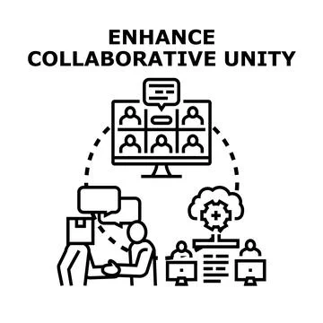 Enhancing collaborative unity through virtual teamwork and networking Stock Illustration