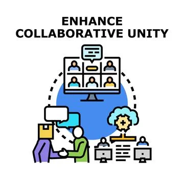 Enhancing collaborative unity through virtual teamwork and networking Stock Illustration