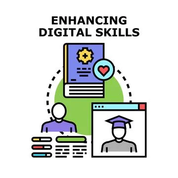 Enhancing digital skills developing online education concept イラスト素材