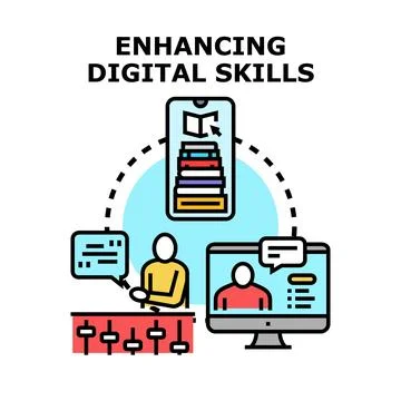 Enhancing digital skills for online learning and education イラスト素材