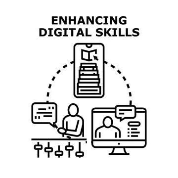 Enhancing digital skills for online learning and education Stock Illustration