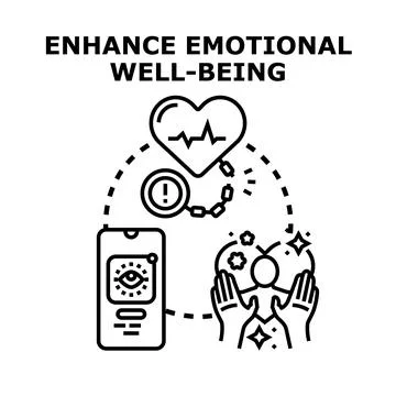 Enhancing emotional well being using digital mental health app Stock Illustration
