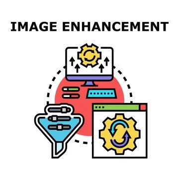 Enhancing image quality with digital correction process Stock Illustration