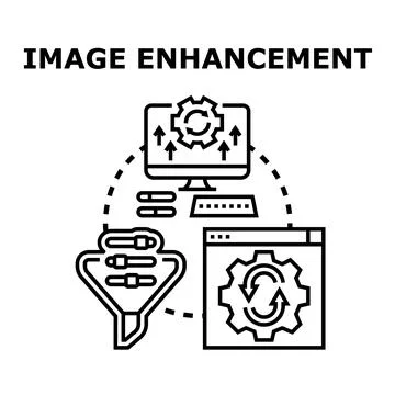 Enhancing image quality with digital correction process Stock Illustration