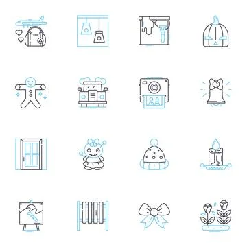 Enhancing linear icons set. Amplify, Boost, Elevate, Augment, Improve, Advance Stock Illustration