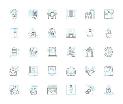 Enhancing linear icons set. Amplify, Boost, Elevate, Augment, Improve, Advance Stock Illustration