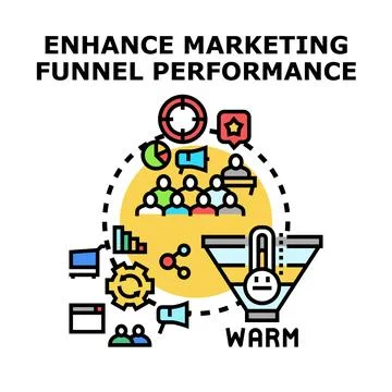 Enhancing marketing funnel performance vector strategy 库存插图