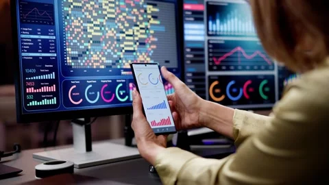 Enhancing Marketing Performance: Financial Data Dashboard Stock Footage 256347112