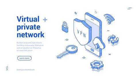 Enhancing online security with virtual private network technology through m.. Stock Illustration