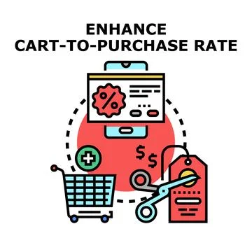 Enhancing online shopping cart conversion rate concept Stock Illustration