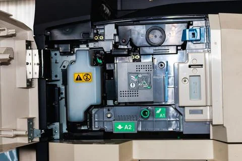 Enhancing operational efficiency technical inspection of copier machines in.. Stock Photos