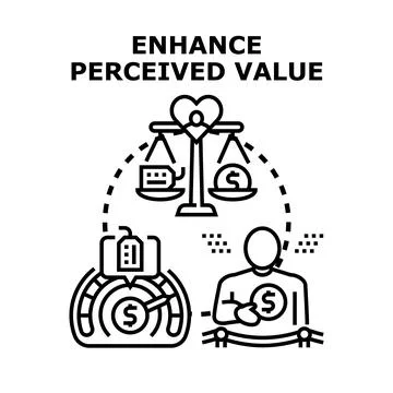 Enhancing perceived value increasing brand quality strategy Stock Illustration